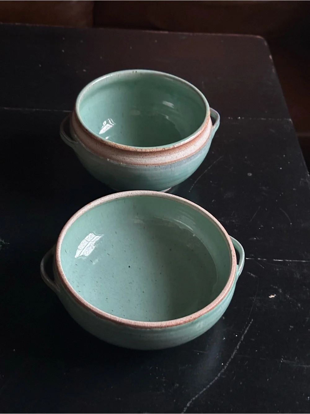 Hand Crafted Teal and Blue Glazed Ceramic Bowls - Picture 3 of 10